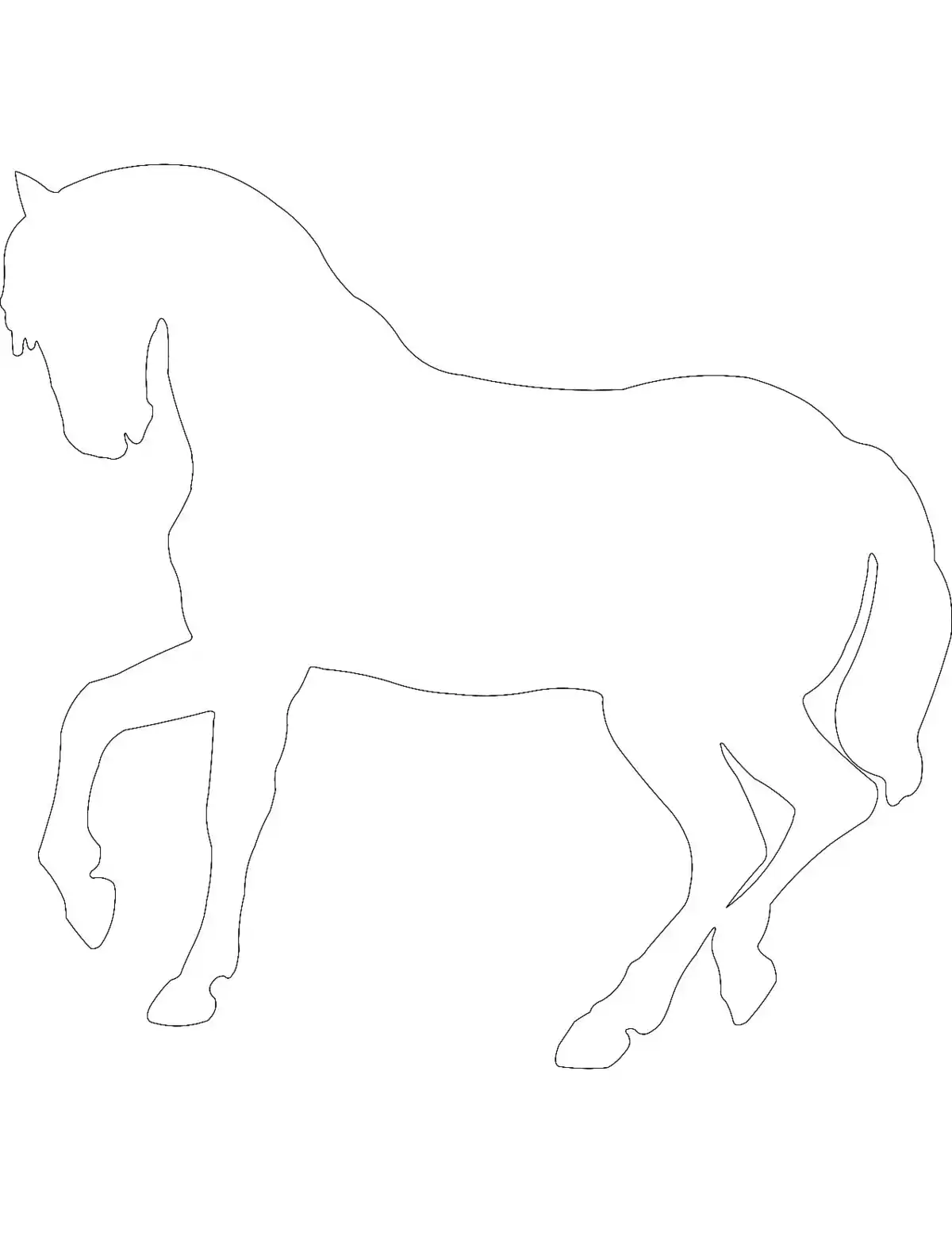 Free Download Coloring PDF, Dancing Horse Silhouette Vector Coloring Pages Pdf